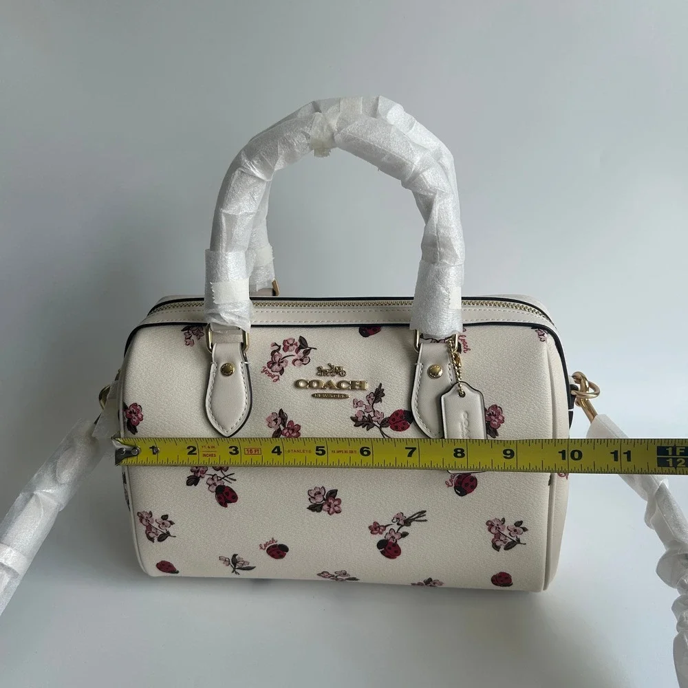 Coach Rowan Satchel Ladybug Floral Print Chalk Multi Canvas Crossbody Bag CU272